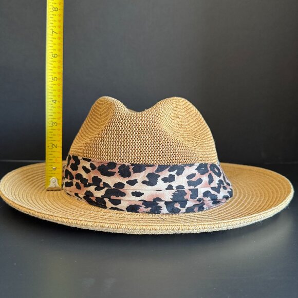 San Diego Hat Co. Womens Straw Beach Pool Fedora With Animal Print & Zebra Band - Picture 10 of 11